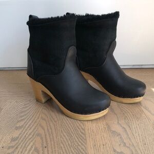 no. 6 5" Pull On Shearling Clog Boot High Heel